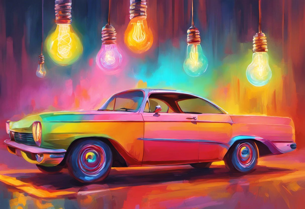 Peinture numérique d'une voiture avec ampoules de couleurs