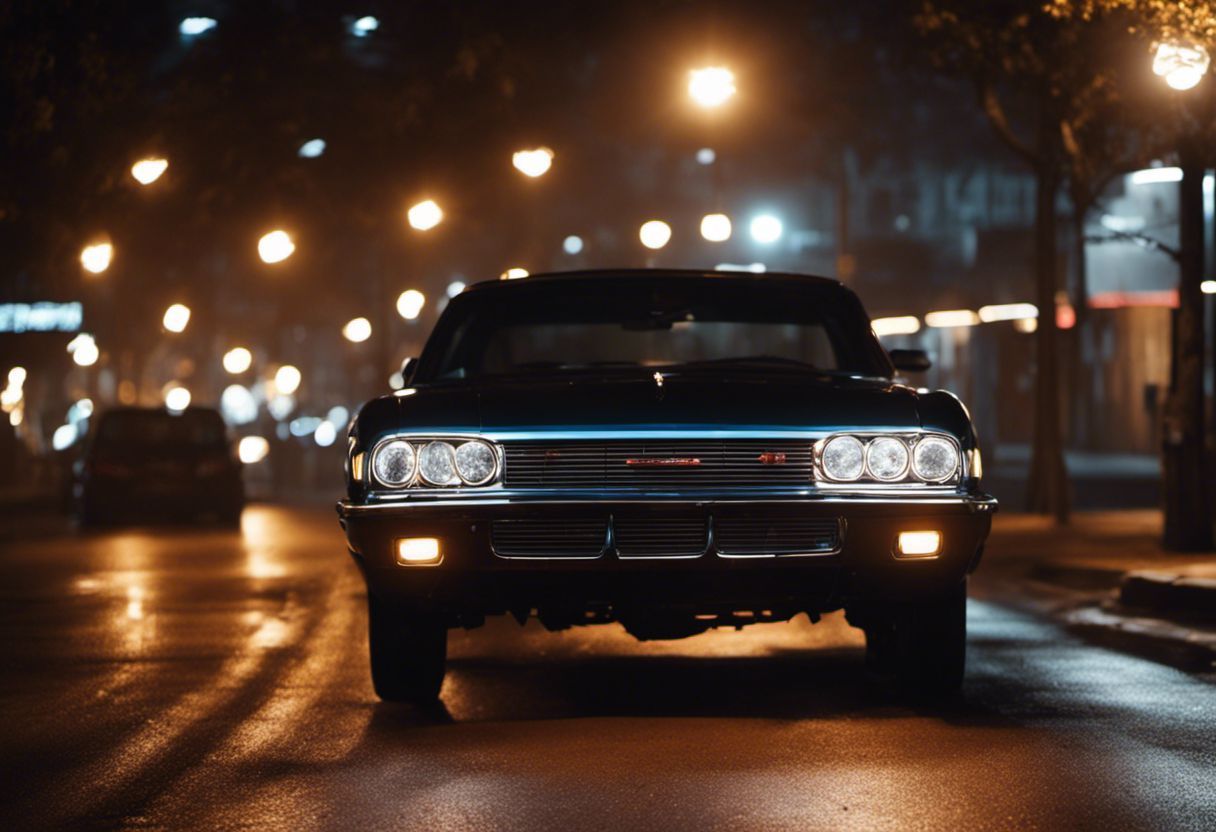 Effet saisissant des phares lumineux d'une voiture dans la nuit