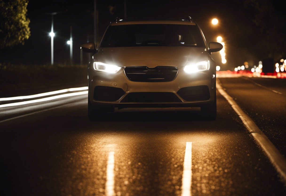 Optiques de voiture de luxe éclairant une route sombre