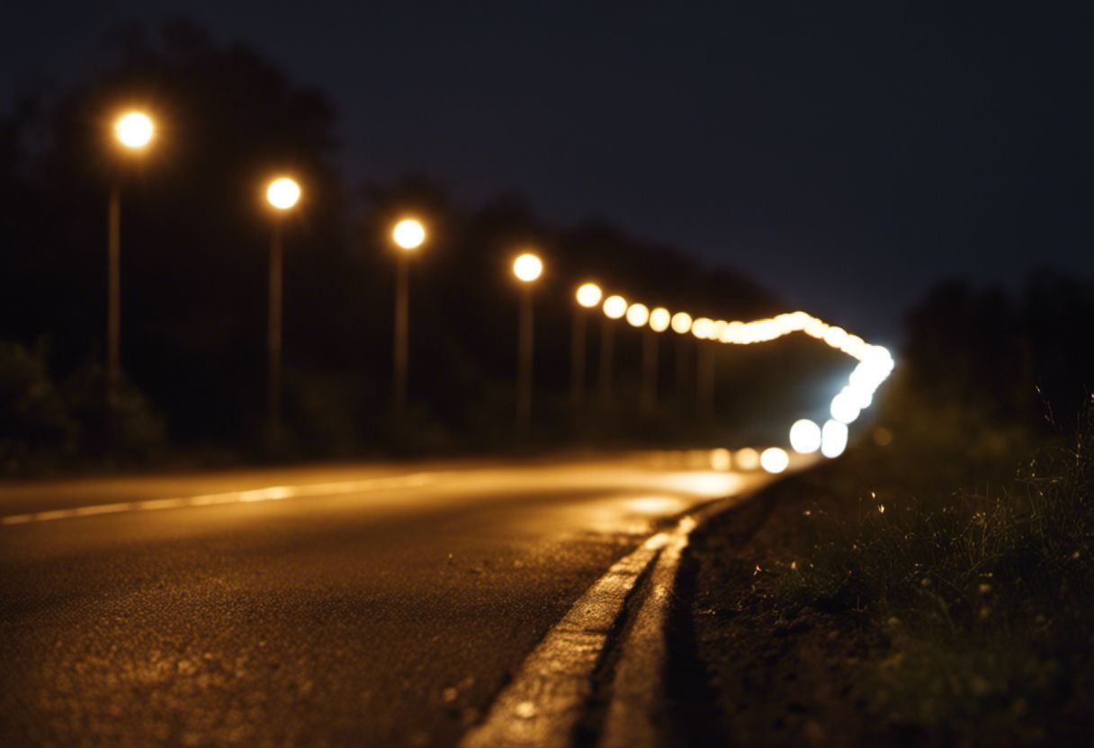 Projecteur LED éclatant illuminant une route sombre la nuit