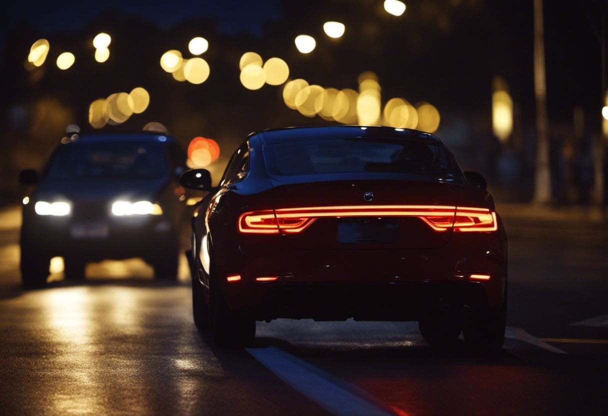 Route illuminée la nuit avec phares de voitures